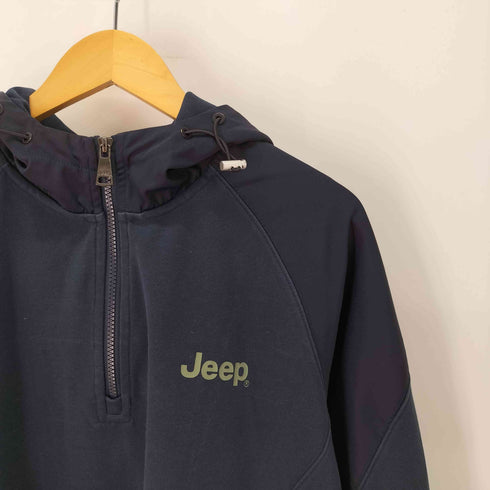 ジープ JEEP スウェット切替 ロゴプリント ハーフジッププルオーバーパーカー メンズ 2xl