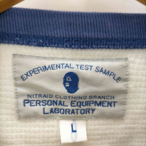 ナイトレイド Nitraid 00S 目出し帽 ロゴ 刺繍 トリコカラー ラグラン スリーブ 刺繍 ワッフル サーマル ラグラン L/S カットソー Tシャツ メンズ JPN:L