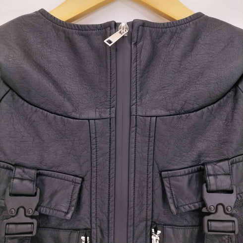 ililil いるいる戦術特殊部隊 冥華MEIKA フェイクレザー クロップド フーデッド ダブルジップパーカー ジャケット レディース