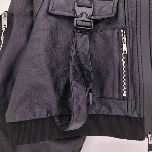 ililil いるいる戦術特殊部隊 冥華MEIKA フェイクレザー クロップド フーデッド ダブルジップパーカー ジャケット レディース
