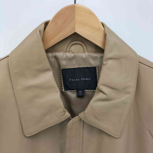 FESTA UOMO 比翼 ジップアップ ピッグレザー コート メンズ import:L