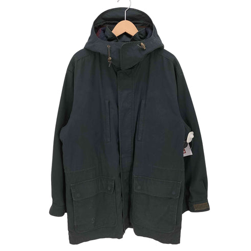 ランズエンド LANDS END 90-00S 裏地ネイティブボーダー 比翼 ダブルジップ フーデッド コート メンズ import:M