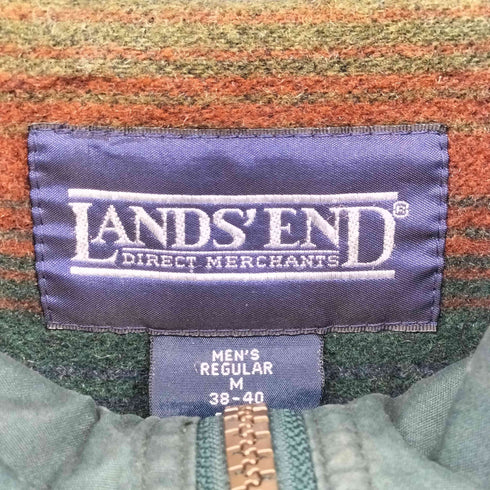 ランズエンド LANDS END 90-00S 裏地ネイティブボーダー 比翼 ダブルジップ フーデッド コート メンズ import:M