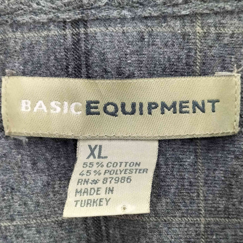 BASIC EQUIPMENT 00s チェック ロングスリーブ ポロシャツ メンズ import:XL