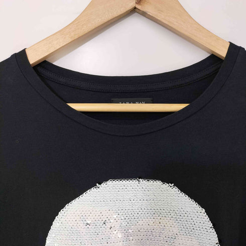 ザラマン ZARA MAN スパンコール スカル デザイン S/S Tシャツ メンズ import:M