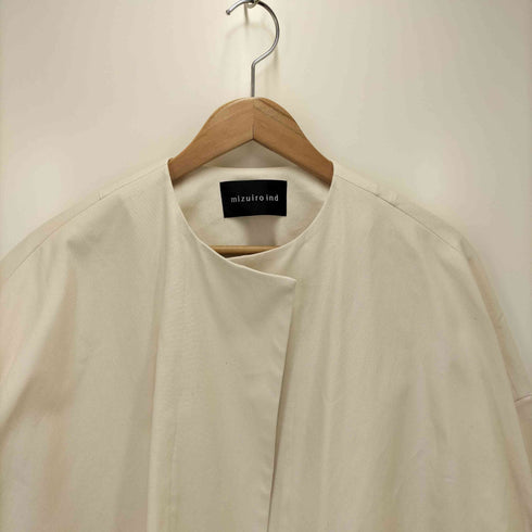 ミズイロインド mizuiro ind ノーカラー ワイド コート no collar wide coat with pockets レディース
