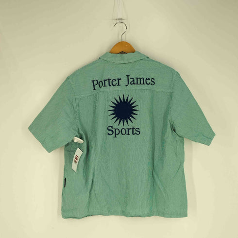 porter james sports ストライプ 刺繍 デザイン シャツ メンズ import:L