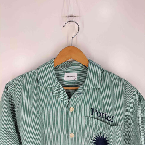 porter james sports ストライプ 刺繍 デザイン シャツ メンズ import:L