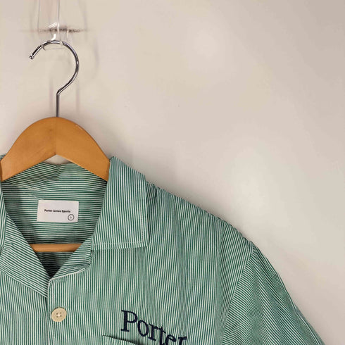 porter james sports ストライプ 刺繍 デザイン シャツ メンズ import:L