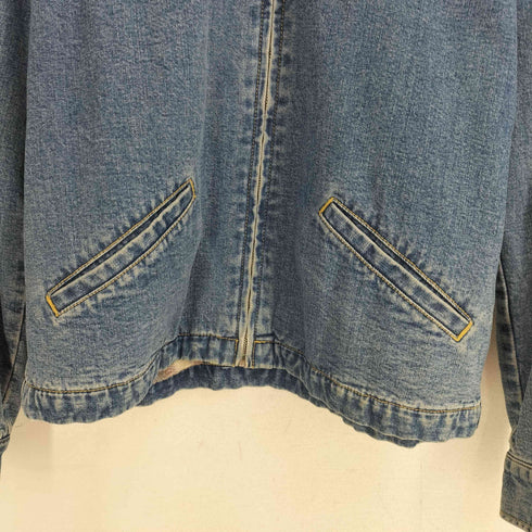 ダナキャランニューヨークジーンズ DKNY JEANS 90S 旧タグ 裏地チェック コーデュロイ切替 ジップアップ デニムジャケット メンズ import:M