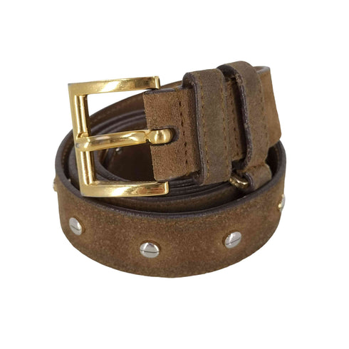 プラダ PRADA イタリア製 スタッズ デザイン スエード ベルト レディース 34/85
