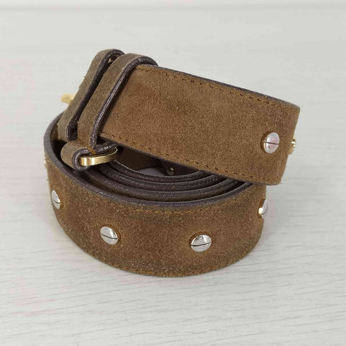 プラダ PRADA イタリア製 スタッズ デザイン スエード ベルト レディース 34/85