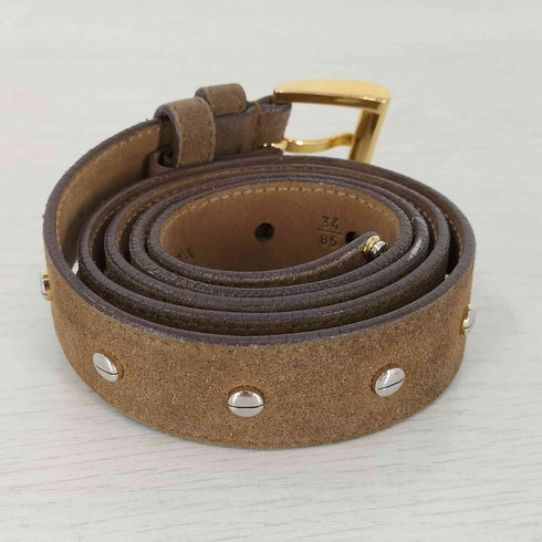 プラダ PRADA イタリア製 スタッズ デザイン スエード ベルト レディース 34/85