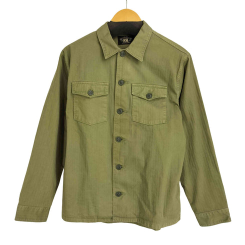 ダブルアールエルラルフローレン RRL RALPH LAUREN ヘリンボーンツイル ミリタリーデザイン L/Sシャツ メンズ import:M