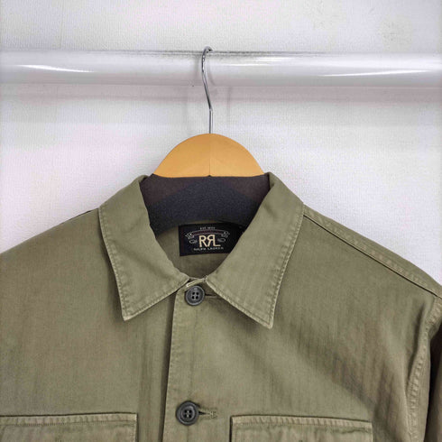 ダブルアールエルラルフローレン RRL RALPH LAUREN ヘリンボーンツイル ミリタリーデザイン L/Sシャツ メンズ import:M