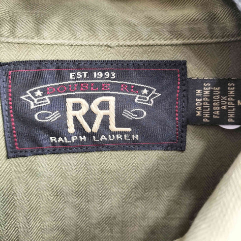 ダブルアールエルラルフローレン RRL RALPH LAUREN ヘリンボーンツイル ミリタリーデザイン L/Sシャツ メンズ import:M