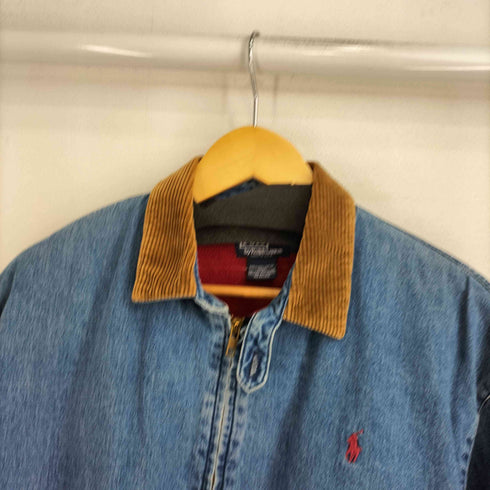 ポロバイラルフローレン Polo by RALPH LAUREN 90S ポニー刺繍 裏起毛 コーデュロイ切替 スウィングトップ デニムジャケット メンズ import:M