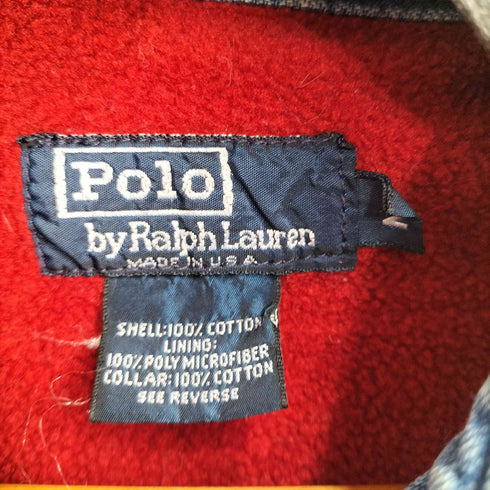 ポロバイラルフローレン Polo by RALPH LAUREN 90S ポニー刺繍 裏起毛 コーデュロイ切替 スウィングトップ デニムジャケット メンズ import:M