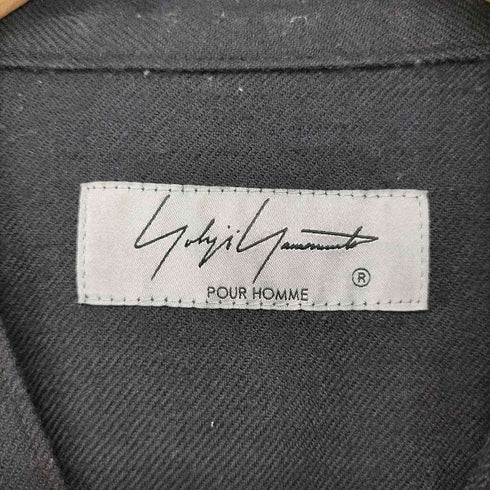 ヨウジヤマモトプールオム Yohji Yamamoto POUR HOMME 変形 衿タイ ウール 長袖 ロングシャツ メンズ