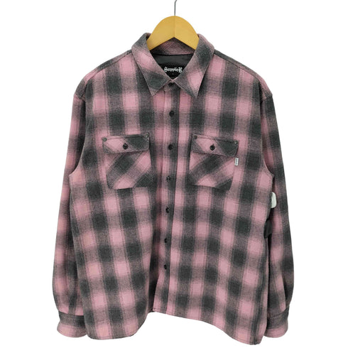 サプライヤー SUPPLIER Leather Patch Check Shirt レザーパッチワーク チェックシャツ メンズ JPN:L