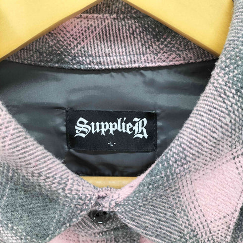 サプライヤー SUPPLIER Leather Patch Check Shirt レザーパッチワーク チェックシャツ メンズ JPN:L
