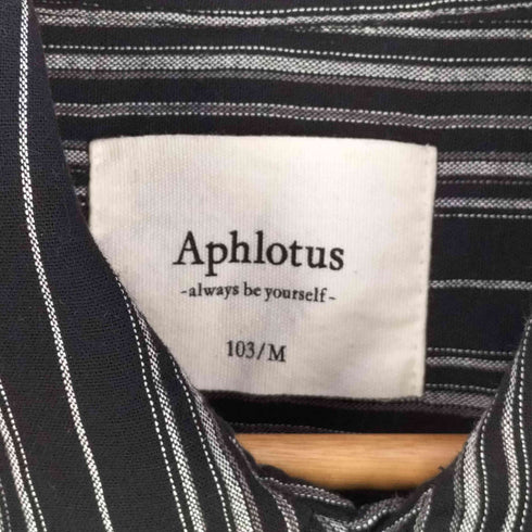 aphlotus ヨークポケットデザイン ストライプ 長袖シャツ メンズ JPN:M