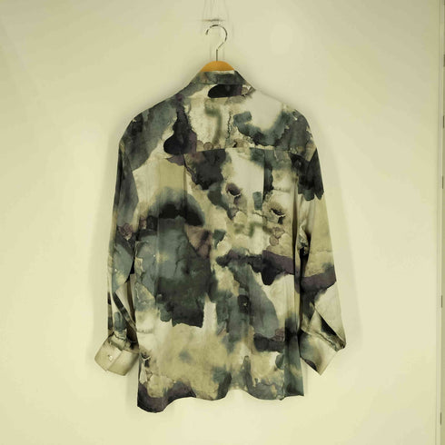 aphlotus レギュラーカラー アブストラクト グラフィック LS シルクタッチ カバーシャツ メンズ JPN:S