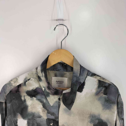 aphlotus レギュラーカラー アブストラクト グラフィック LS シルクタッチ カバーシャツ メンズ JPN:S
