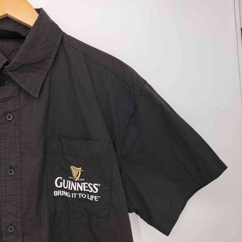 GUINNESS ギネス ビール 企業ロゴ 刺繍 半袖 ワークシャツ メンズ import:L