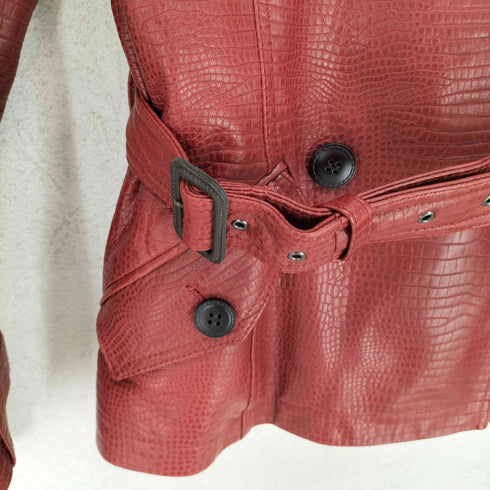 DONEYcasa lamb leather ラムレザーパイソン ハーフトレンチコート レディース JPN:40