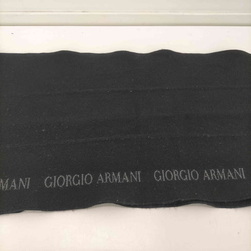 ジョルジオアルマーニ Giorgio Armani イタリア製 ロゴ 刺繍 ウール フリンジ マフラー メンズ
