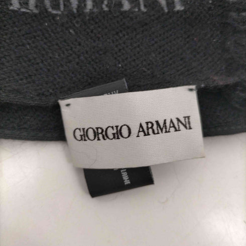 ジョルジオアルマーニ Giorgio Armani イタリア製 ロゴ 刺繍 ウール フリンジ マフラー メンズ