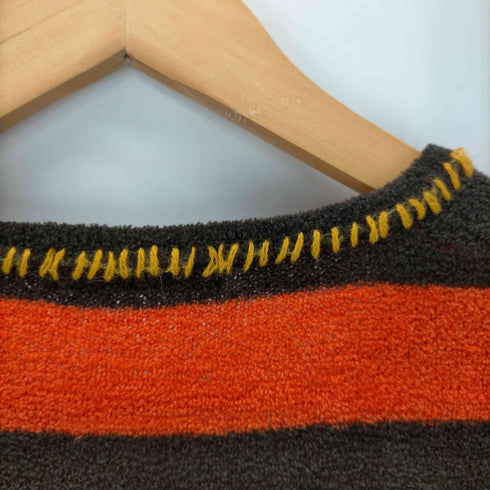 バーバリーブラックレーベル BURBERRY BLACK LABEL V-neck Border Knit Sweater ホース ロゴ 刺繍 ステッチ デザイン Vネック ボーダー ニット セーター メンズ 2