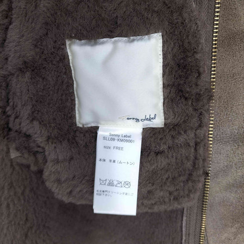 アーバンリサーチサニーレーベル URBAN RESEARCH Sonny Label lamb leather 羊革 ノーカラームートンコート レディース FREE