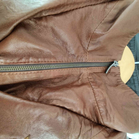 Genuine Leather 裏地ストライプ 本革 ジップ レイヤード デザイン リアルレザー カバーオール ジャケット メンズ import:M
