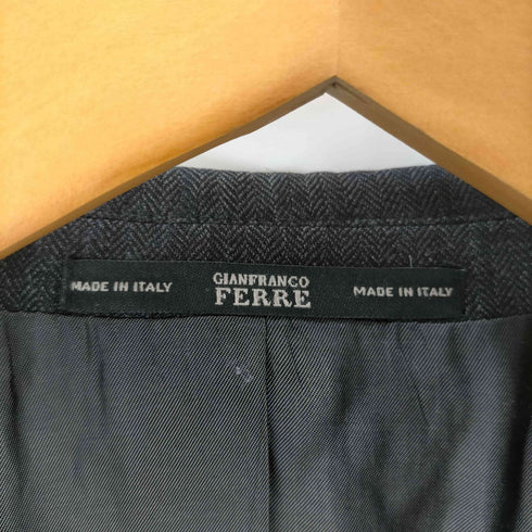 ジャンフランコフェレ GIANFRANCO FERRE 90-00S イタリア製 VIRGIN WOOL バージンウール ヘリンボーン 3B テーラード ジャケット メンズ EUR:50