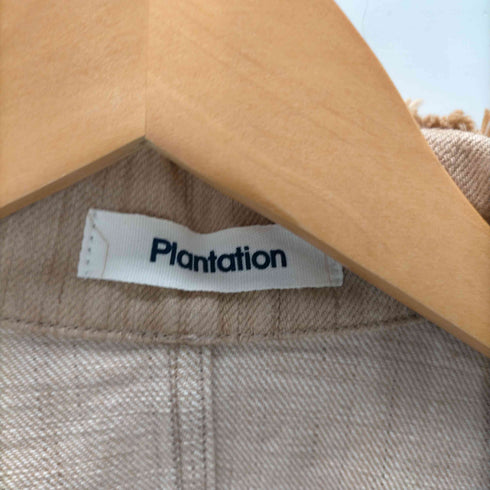 プランテーション Plantation 製品洗い加工 木目 フリンジ 1B テーラード ジャケット レディース JPN:M