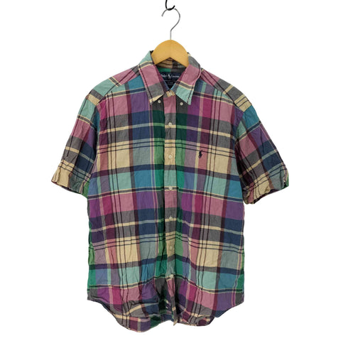 ラルフローレン RALPH LAUREN BLAKE チェック柄ボタンダウンシャツ 半袖 メンズ import:L