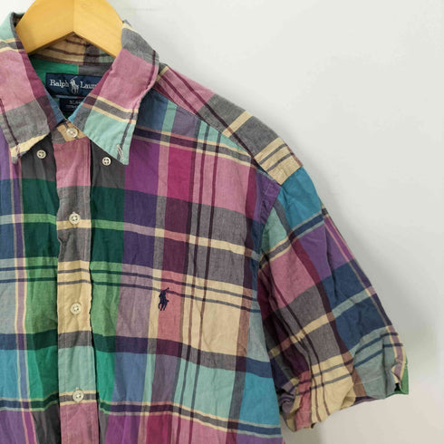 ラルフローレン RALPH LAUREN BLAKE チェック柄ボタンダウンシャツ 半袖 メンズ import:L