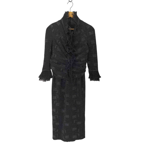 イタリヤ 伊太利屋 フリル ラメ ジップアップジャケット & フレア スカート セットアップ レディース TOPS:7/SKT:7