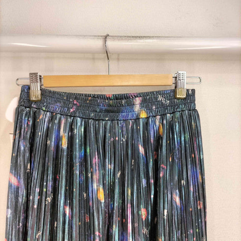 スカラー ScoLar 宇宙柄 光沢プリーツロングスカート レディース JPN:M