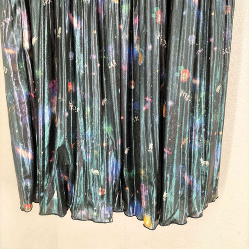 スカラー ScoLar 宇宙柄 光沢プリーツロングスカート レディース JPN:M