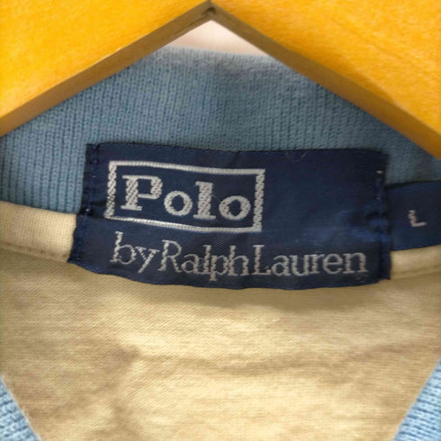 ポロバイラルフローレン Polo by RALPH LAUREN 90S ポニー刺繍 ヘムバイカラー ボーダー S/S ポロ シャツ メンズ import:L