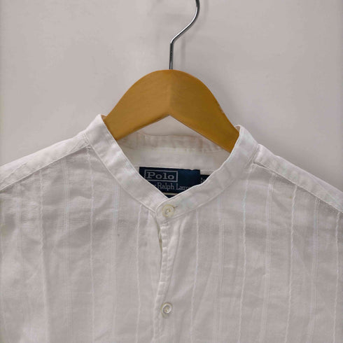ポロバイラルフローレン Polo by RALPH LAUREN 90S SANTE FE BANDED ポニー無 波状 ストライプ L/S バンドカラー シャツ メンズ import:M