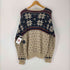 ポロバイラルフローレン Polo by RALPH LAUREN 90S HAND KNIT ハンド ニット 総柄 ノルディック ローゲージ リブ編み ウール ニット セーター メンズ import:L