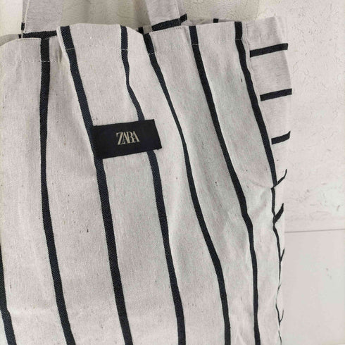 ザラ ZARA リサイクルコットン ストライプトートバッグ レディース L