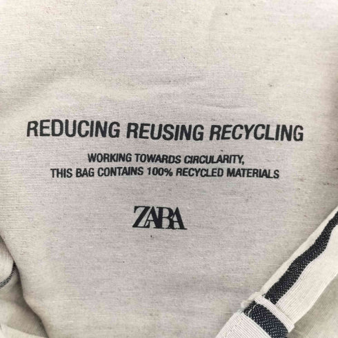 ザラ ZARA リサイクルコットン ストライプトートバッグ レディース L