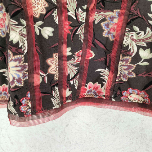 ヒロココシノ HIROKO KOSHINO ボタニカル柄 レース切替 カットソー Y2K レディース 9