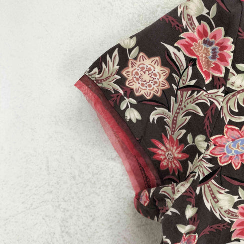 ヒロココシノ HIROKO KOSHINO ボタニカル柄 レース切替 カットソー Y2K レディース 9