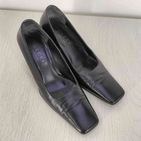 グッチ GUCCI スクエア レザーパンプス レディース 351/2